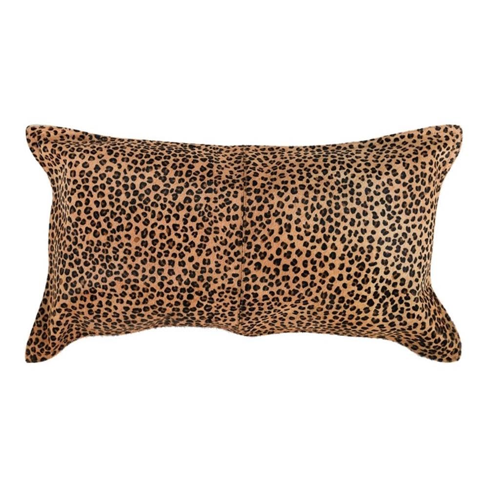 Kosas Home Leopard 14X26 Transitional Leather Throw Pillow In Camel Brown/Black