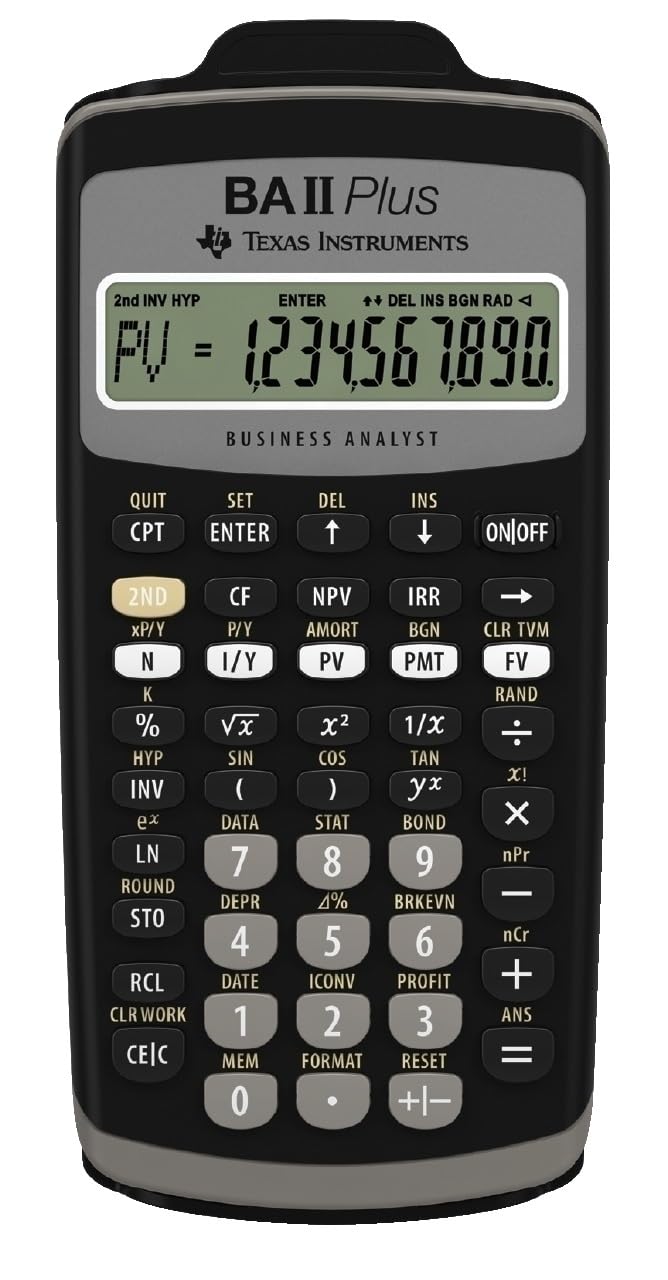 Texas Instruments Baii Plus Financial Calculator, Black