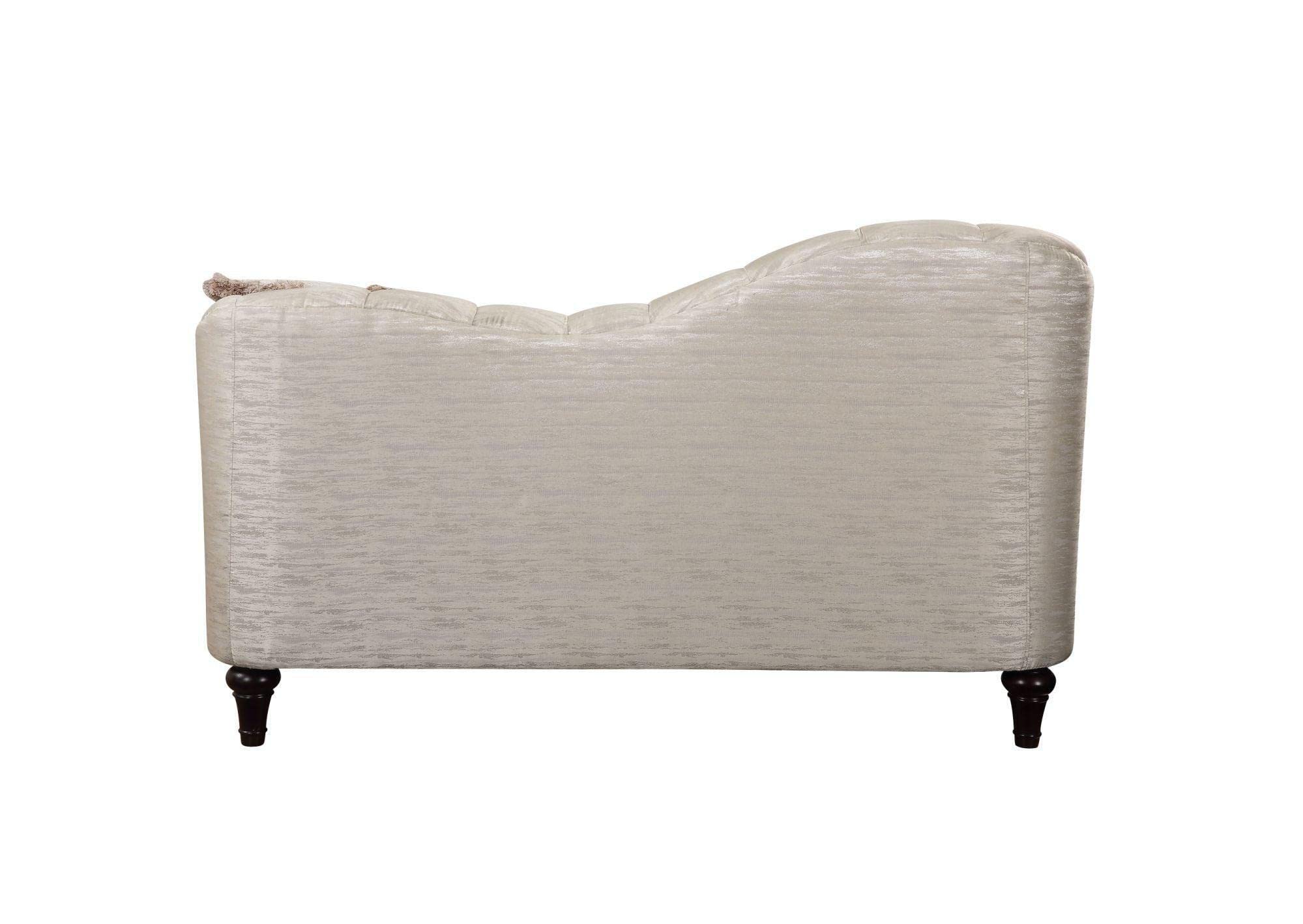 Acme Athalia Fabric Arched Back Loveseat in Shimmering Pearl