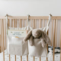 YeeMan Linen Baby Bedside Hanging Storage Bag,2 Pockets Organizer for Baby Cribs and Toys (Burlywood)