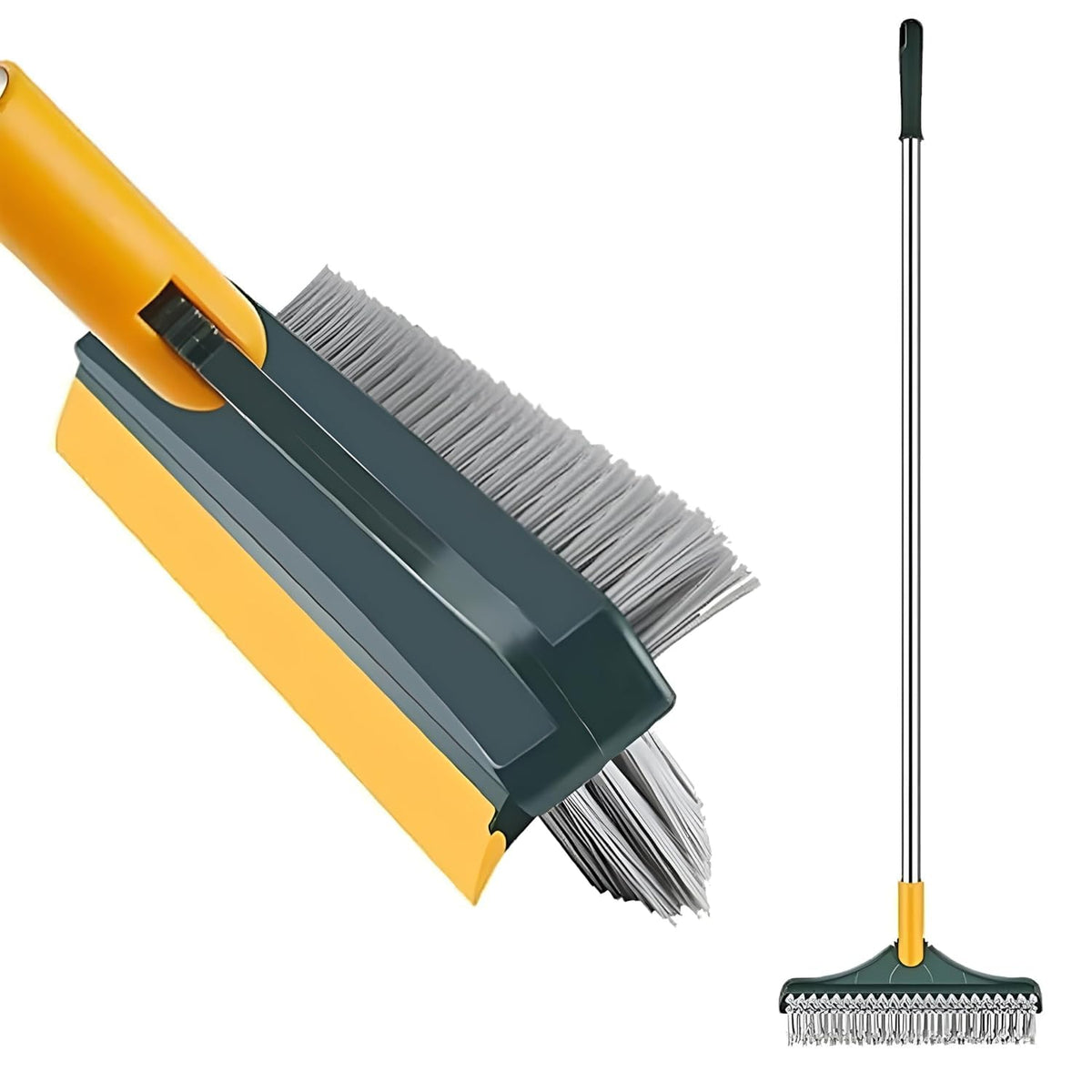 Pivalo 3in1 Bathroom Cleaning Brush with Floor Scrubber & Wiper 120 Rotating Head Long Handle Perfect for Cleaning Hard Floors