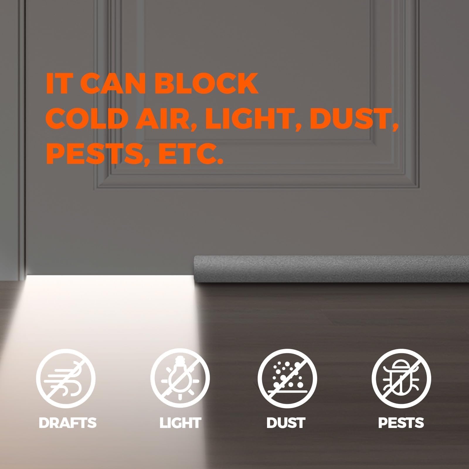 Holikme Door Draft Stopper Door Stoppers For Bottom Of Door 38Inch, Grey