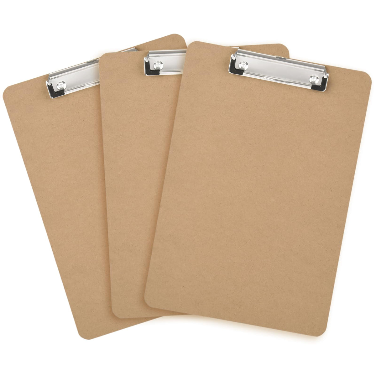 3 Pack Hardboard Office Clipboard, Letter-Size Clipboard With Low Profile Clip, Classic Clip Boards, 9' X 12.5' Wood Clipboard