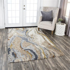 Alora Decor Flare 5' X 8' Beige/Blue/Grey/Taupe/Gold Hand-Tufted Area Rug
