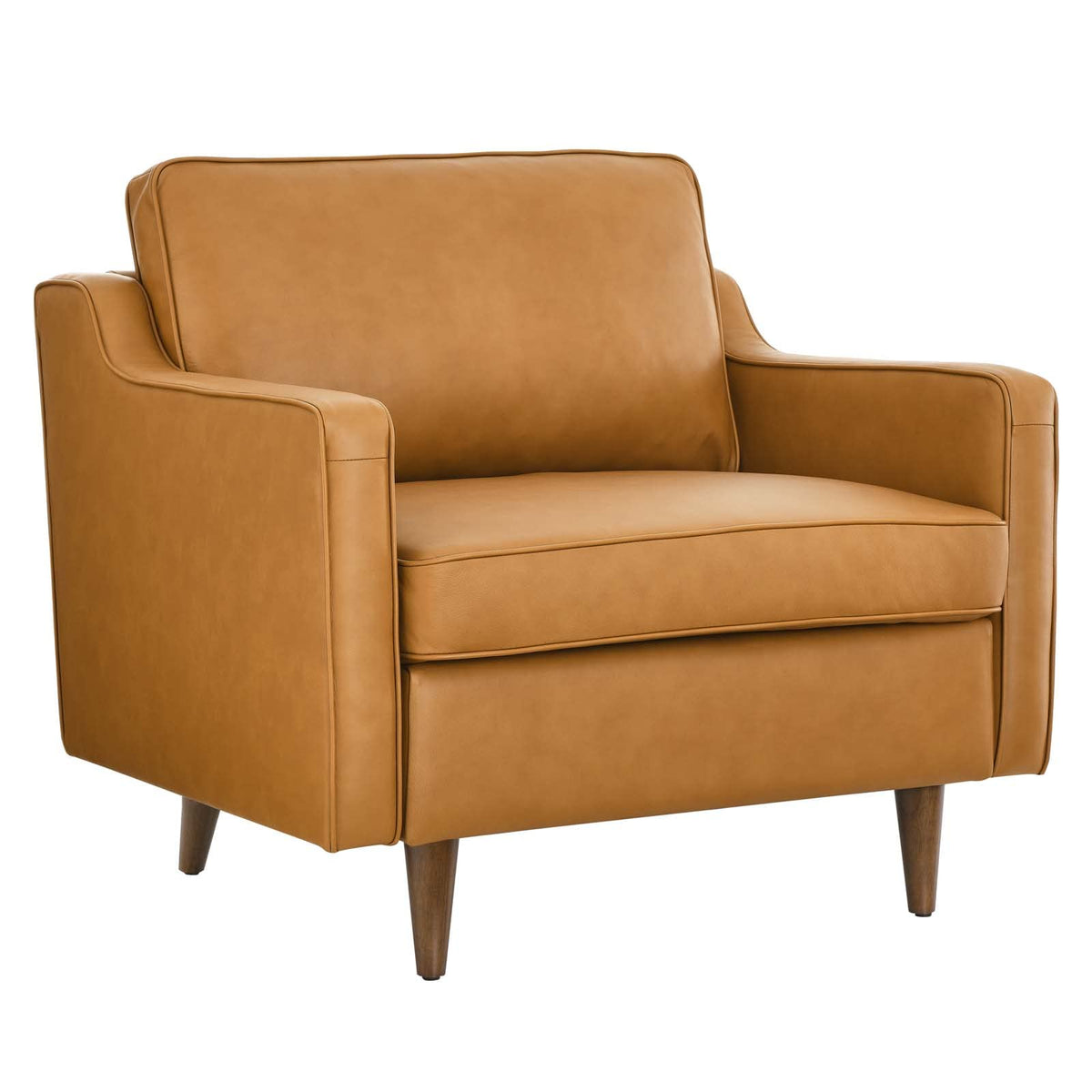 Modway Impart Upholstered Genuine Leather Armchair in Tan