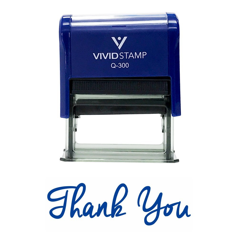 Thank You Self-Inking Rubber Stamp (Blue) - Large