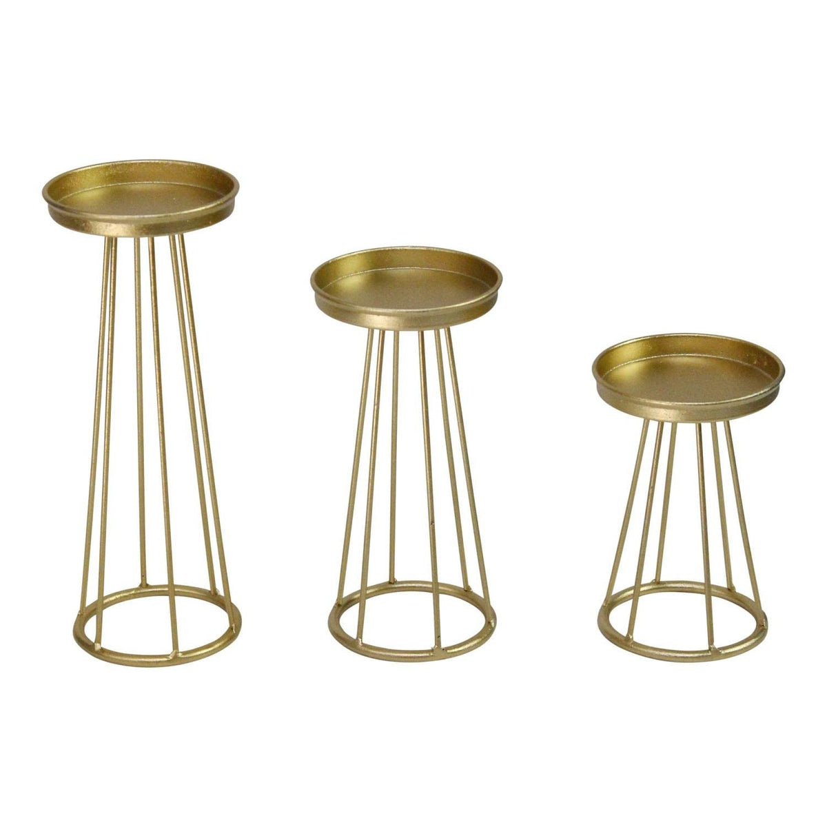 Stratton Home Décor Stratton Home Decor Set of 3 Gold Metal Soho Candlestick Candle Stick