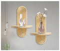 Kalahari Modern Wooden Floating Wall Shelves, Decorative Wall Mounted Display Rack With Nordic Arch Design, Natural Wood Wall Sh