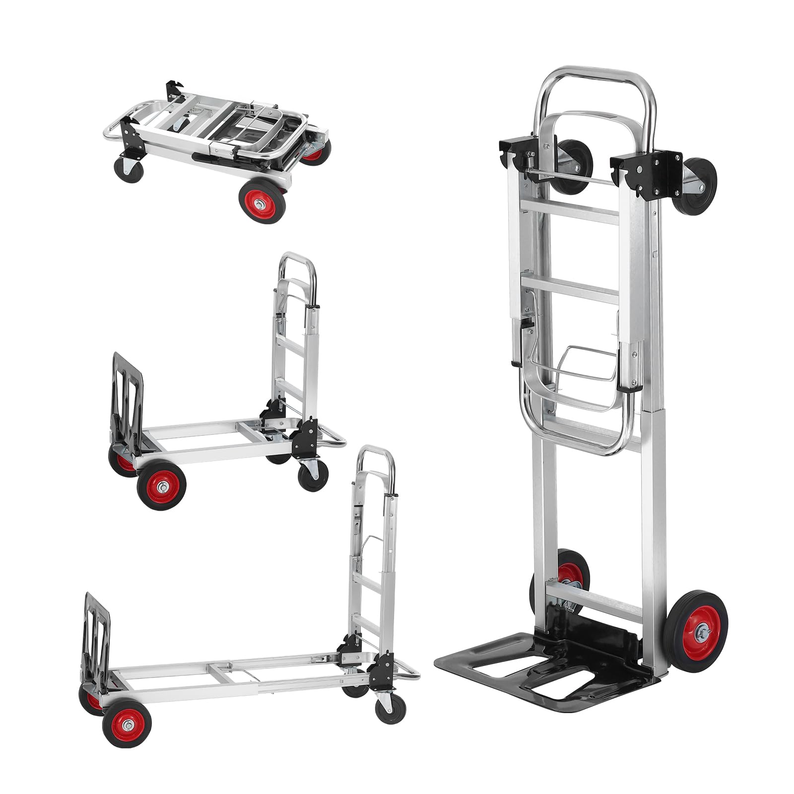 VEVOR Aluminum Folding Hand Truck, 2 in 1 Design 400 lbs Capacity, Heavy Duty Industrial Collapsible cart, Dolly Cart with Rubbe
