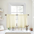 HOMEIDEAS Cream Yellow Kitchen Curtains 30 X 36 Inches 2 Panels Set Non-See-Through Privacy Semi Sheer Short Window Curtains Fis