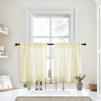 HOMEIDEAS Cream Yellow Kitchen Curtains 30 X 36 Inches 2 Panels Set Non-See-Through Privacy Semi Sheer Short Window Curtains Fis
