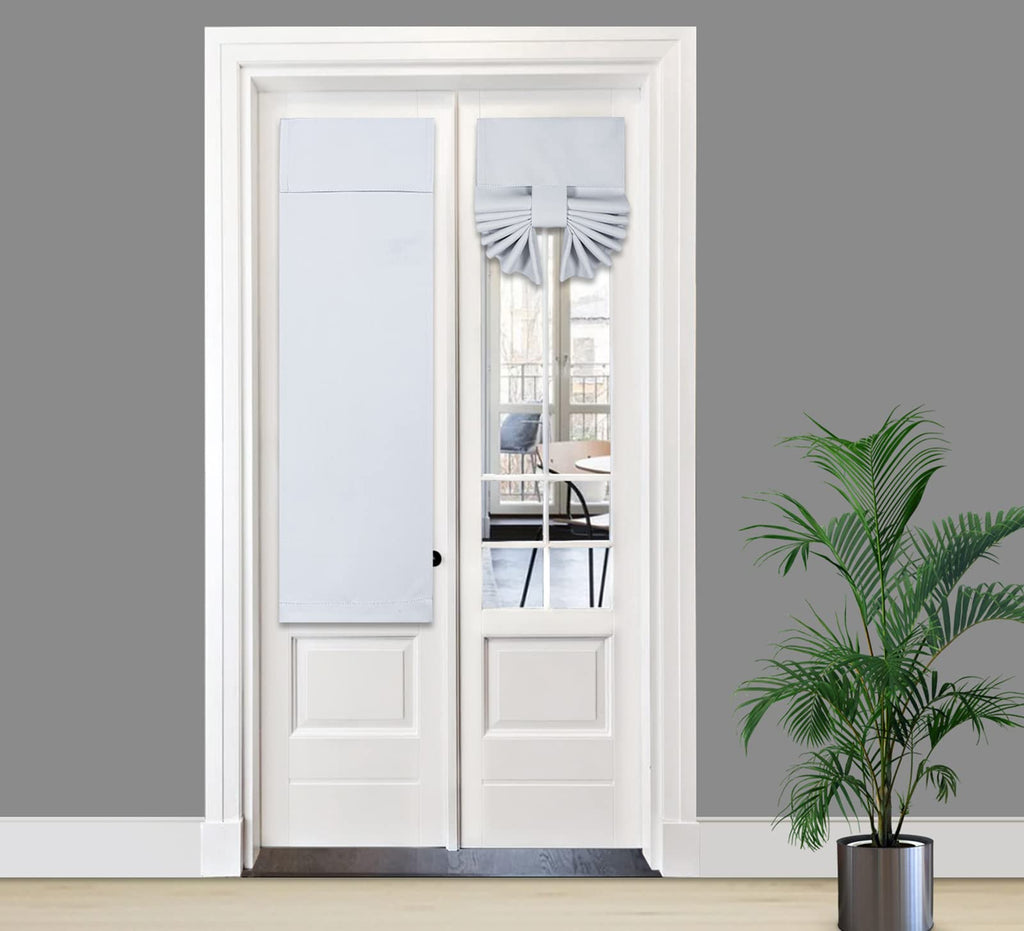 Pi Side Door Curtain 2 Panels,Thermal Insulated Privacy Tie Up Blackout Small Window Covering For Front Door 40 Inches Long (W12Xl40-2Pc,Grey White)