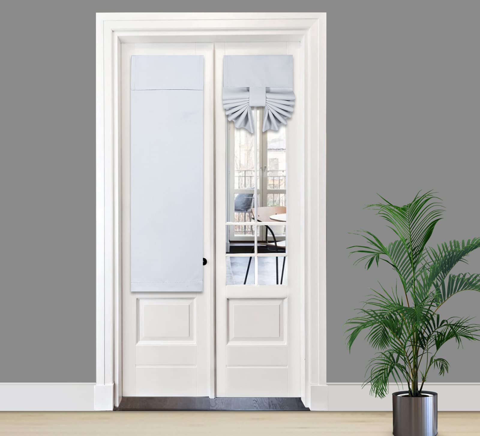 Pi Side Door Curtain 2 Panels,Thermal Insulated Privacy Tie Up Blackout Small Window Covering For Front Door 40 Inches Long (W12Xl40-2Pc,Grey White)