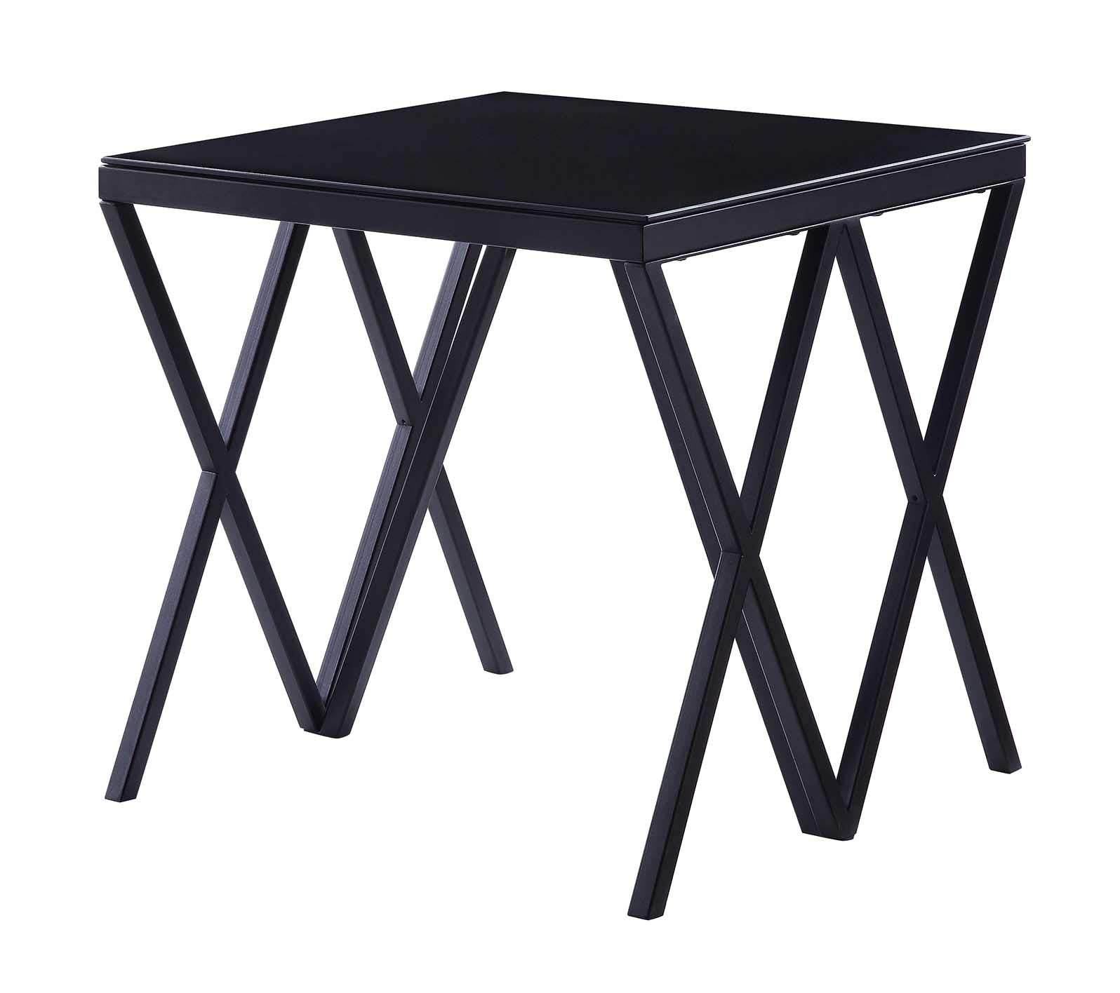 Benjara Contemporary Style Metal End Table With Geometric Base, Black