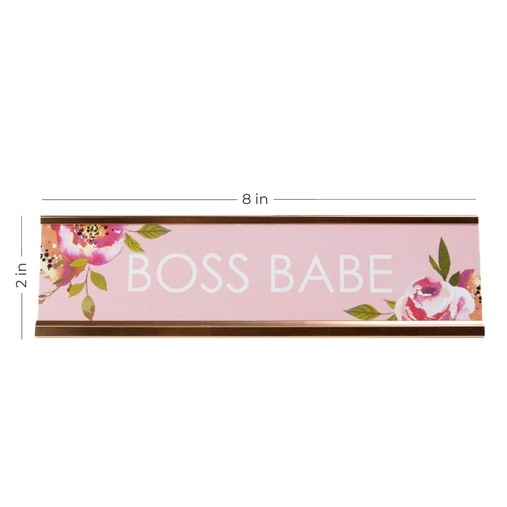 Boss Babe Desk Plate / 2' X 8' Chic Pink Floral Office Desk Sign/Cubicle Name Plate Coworker Present/Made In The Usa