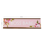 Boss Babe Desk Plate / 2' X 8' Chic Pink Floral Office Desk Sign/Cubicle Name Plate Coworker Present/Made In The Usa