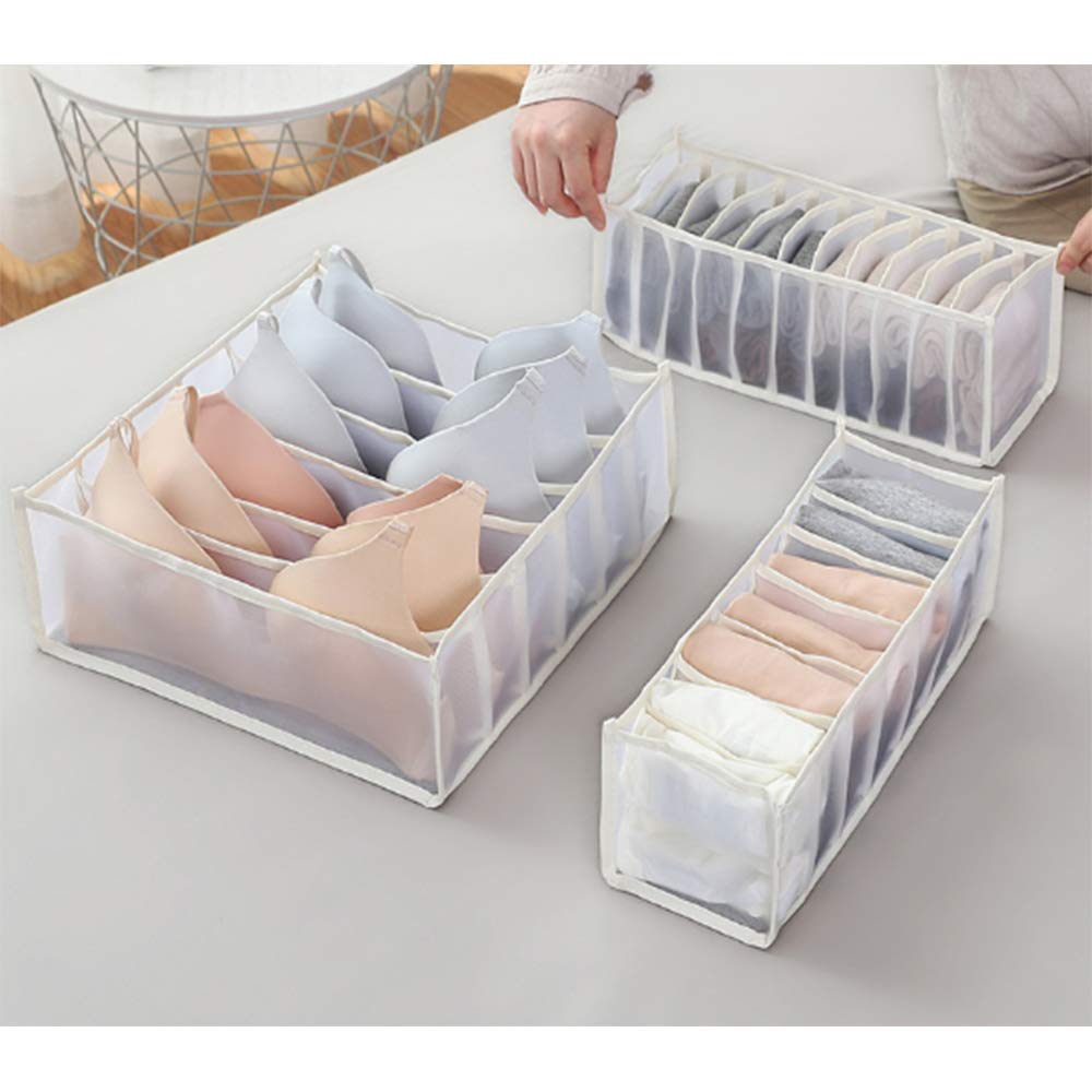 3Pcs Underwear Drawer Organiser, Upgrade Bra Organiser, Collapsible Drawer Divider For Socks Panties Bra, Home Organization Draw