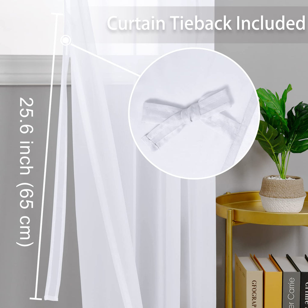 Hiasan White Sheer Curtains For Bedroom With Tiebacks, Grommet Light Filtering Extra Wide Voile Window Curtains For Living Room, Kids' Room And Nursery, W60 X L96, Set Of 2 Soft Drape Panels