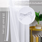 Hiasan White Sheer Curtains For Bedroom With Tiebacks, Grommet Light Filtering Extra Wide Voile Window Curtains For Living Room, Kids' Room And Nursery, W60 X L96, Set Of 2 Soft Drape Panels