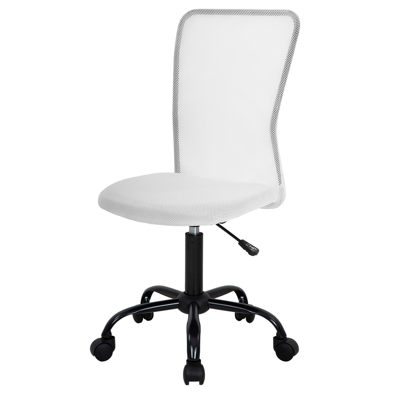 Home Office Chair Mid Back Mesh Desk Chair Armless Computer Chair Ergonomic Task Rolling Swivel Chair Back Support Adjustable Modern Chair With Lumbar Support (White)