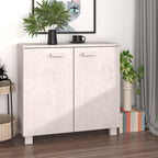 vidaXL Hamar Wooden Sideboard - Solid Pine Wood and MDF Construction in White – Spacious Storage Solution with 2 Doors – 33.5"x13.8"x31.5" Dimensions – Assembly Required