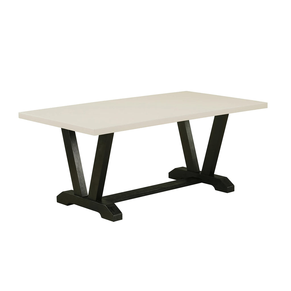 East West Furniture V2-627 3 Piece Modern Dining Table Set Contains a Rectangle Wooden Table with V-Legs and 2 Dining Room Bench, 40x72 Inch, Multi-Color