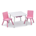 Delta Children Kids Table and Chair Set with Storage (2 Chairs Included), White/Pink