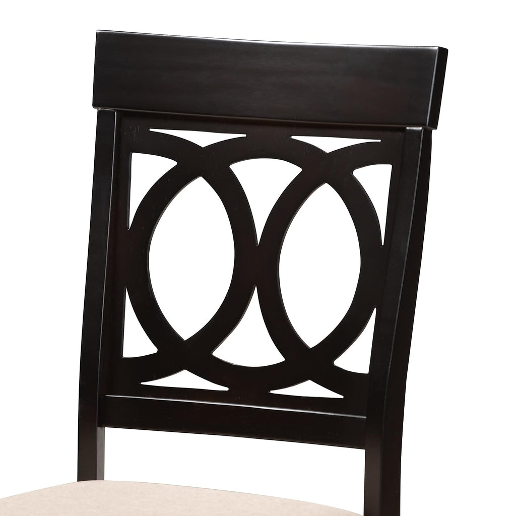 Baxton Studio Lucie Contemporary Fabric Dining Chair, Sand and Espresso, 4/Set (157-9731-HiT)