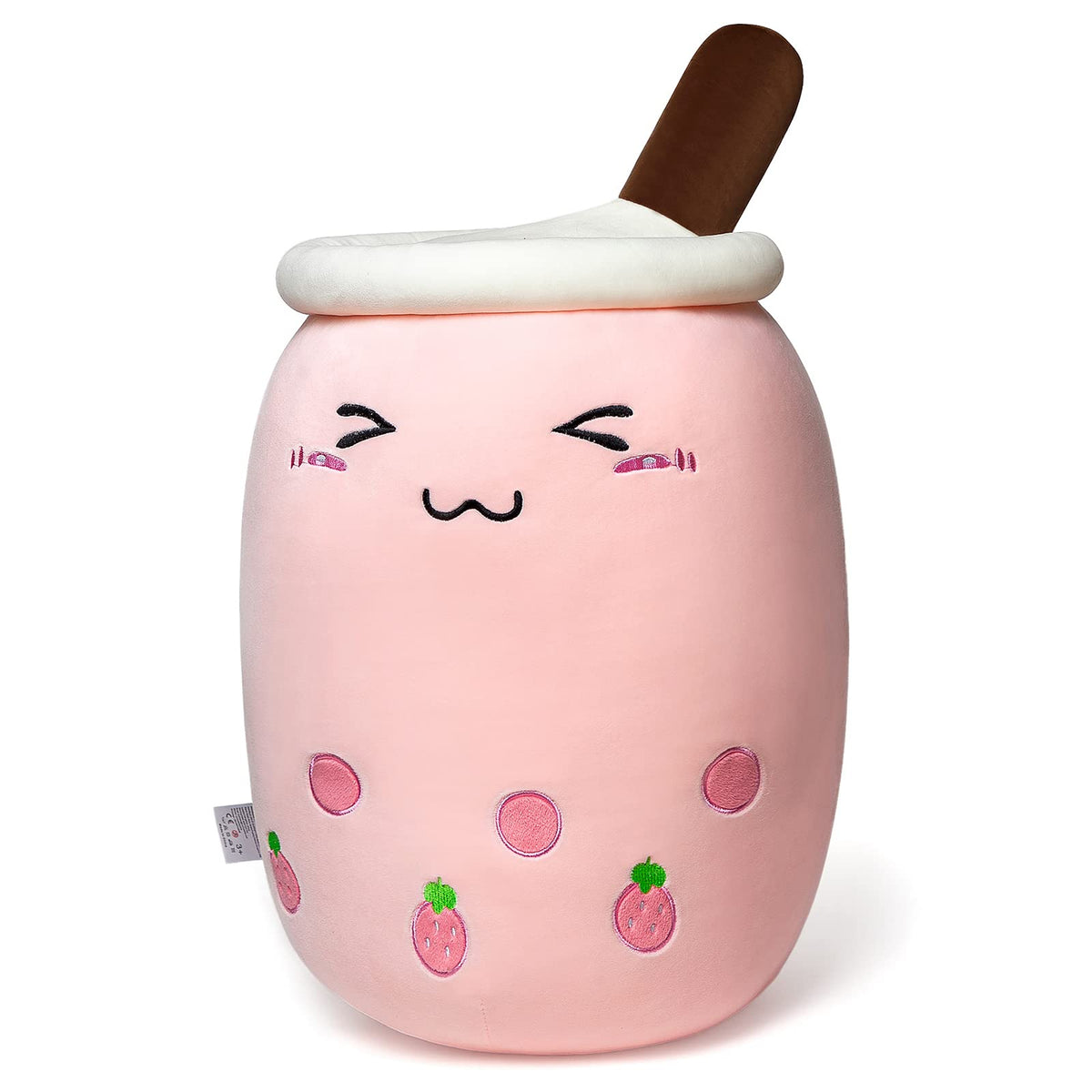 Niuniu Daddy Boba Plushies, 27.6 inches Jumbo Pink Bubble Tea Plush Toy with Big Eyes, Giant Soft Squishy Milk Tea Food Stuffed 