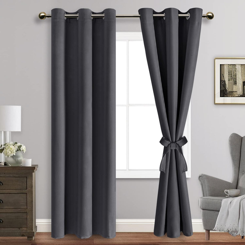 Jiuzhen Blackout Curtains For Bedroom - Thermal Insulated, Light Blocking And Noise Reducing Grommet Room Darkening Curtains 84 Inch Length 2 Panels Set (38 X 84 Inch, Dark Grey)