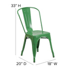 Flash Furniture Perry Indoor/Outdoor Commercial Stackable Chair With Polystyrene Seat - Green Metal Frame - Teak Poly Resin Seat - Rounded Seat Edges For Comfort