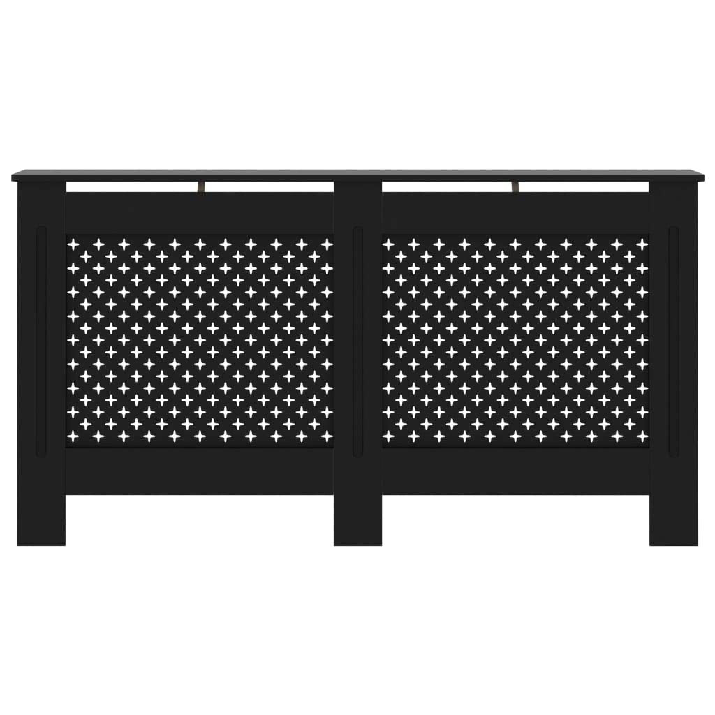 vidaXL Black Radiator Cover with Modern Slatted Design - Durable MDF Material - Easy to Assemble - Provides Additional Shelf Space