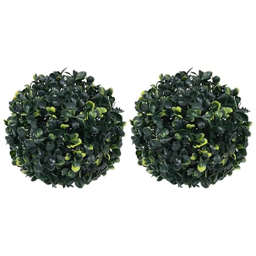 vidaXL Fake Plant 2 Pcs, Faux Boxwood Ball for Garden Decor, Artificial Boxwood Plant Ball Shaped for Planter, Boxwood Ball Artificial Plant, 8.7&quot;