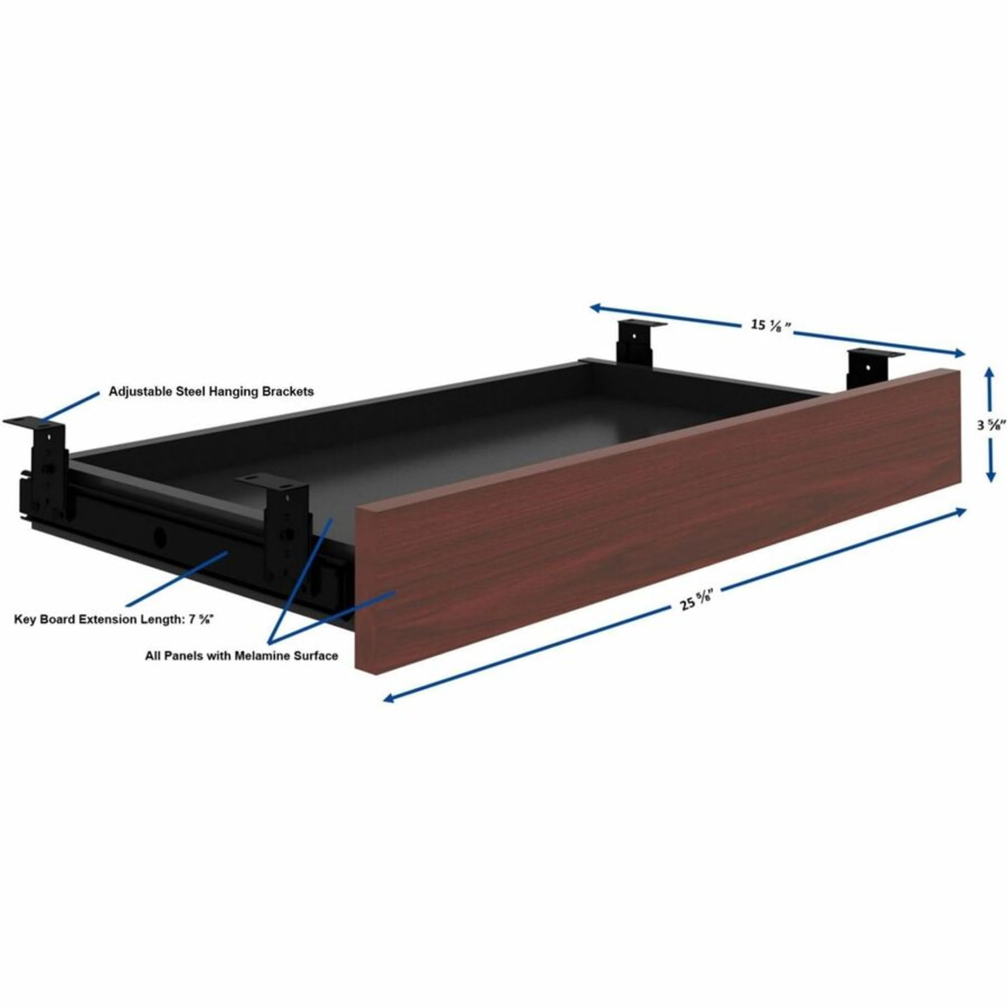 Lorell Mahogany Laminate Universal Center Drawer, Brown