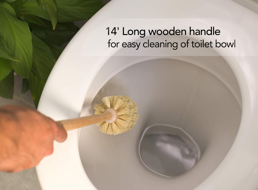 Ecolulu Eco Friendly Toilet Brush, 2 Pack Wood Toilet Brush Made Of Beechwood, Strong Hemp Bristles With 360 Cleaning Power, Bio