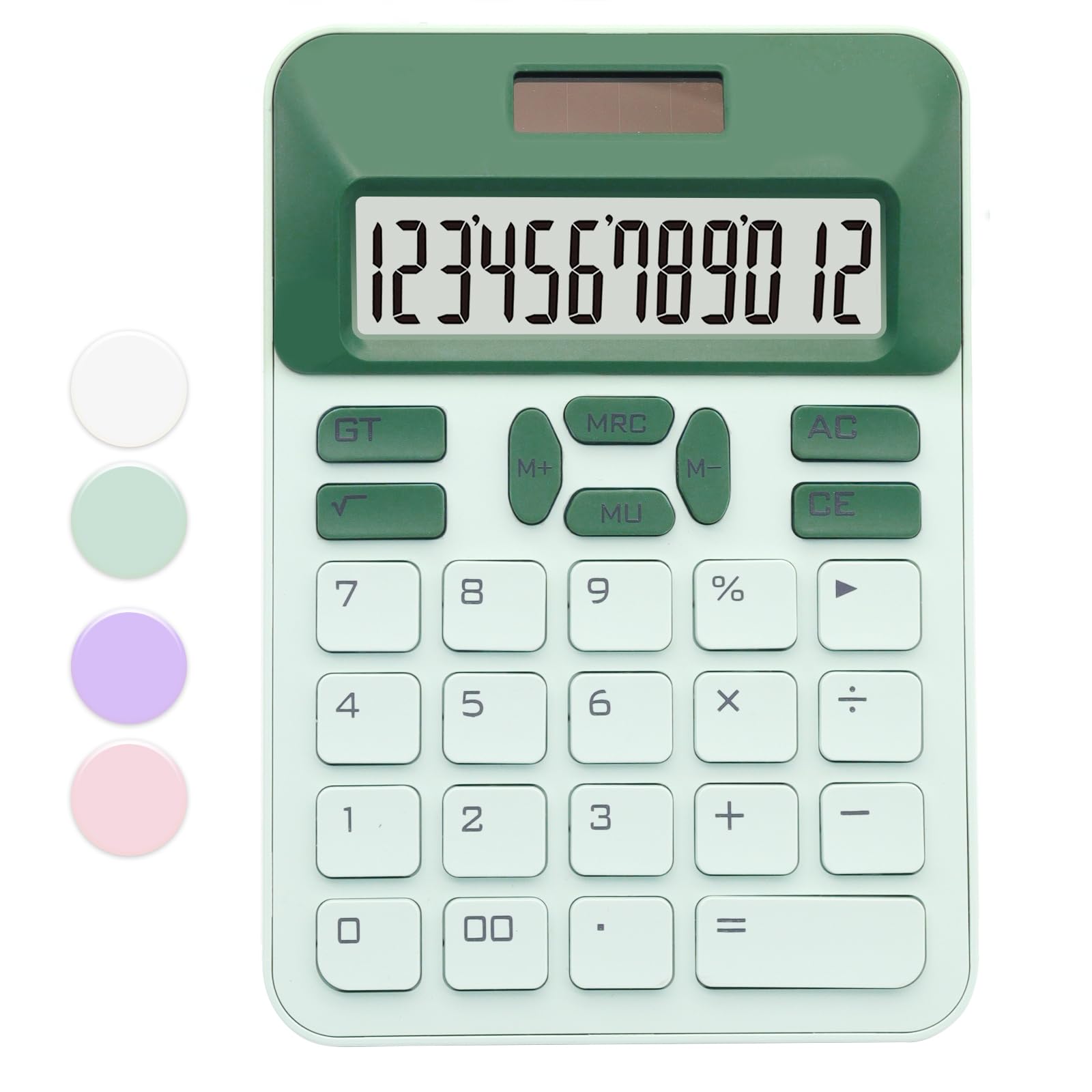 Green Basic Calculator With 12 Digit Lcd Display - Cute For Office, Home, School