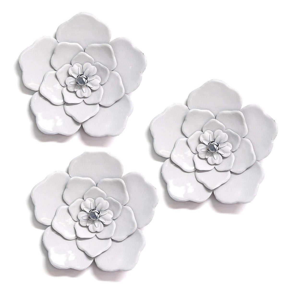 HomeRoots 8' X 1' X 8' 3Pcs White Metal Wall Flowers