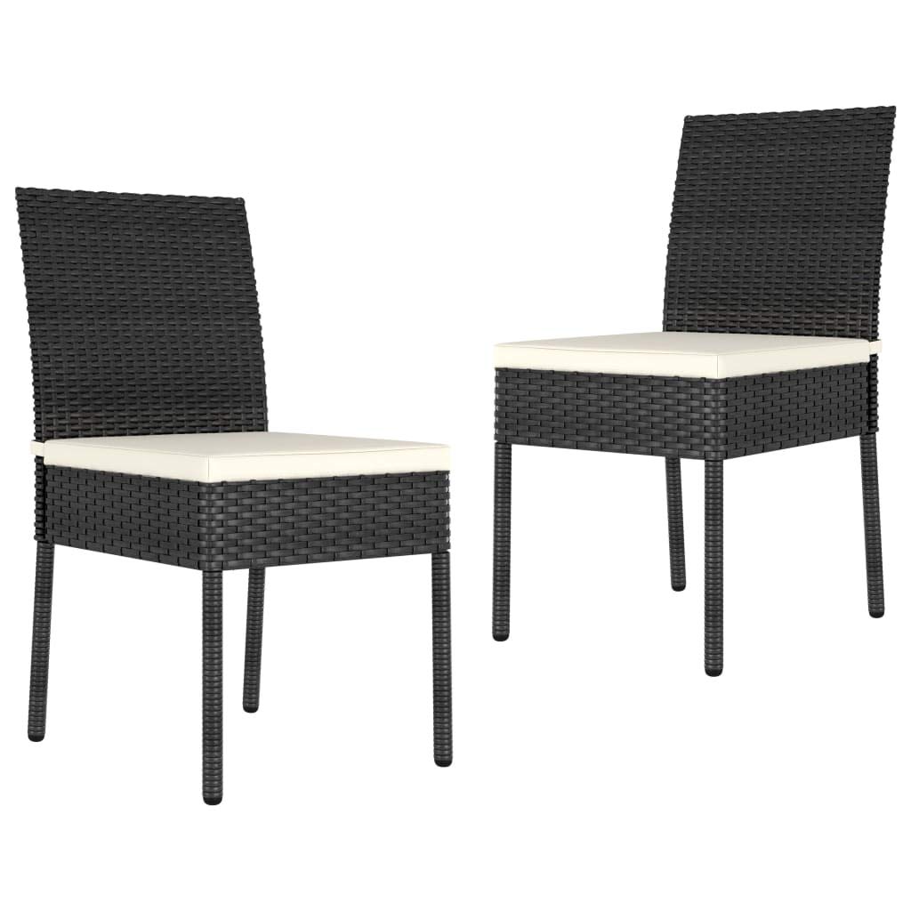Patio Dining Chairs 2 pcs Poly Rattan Black