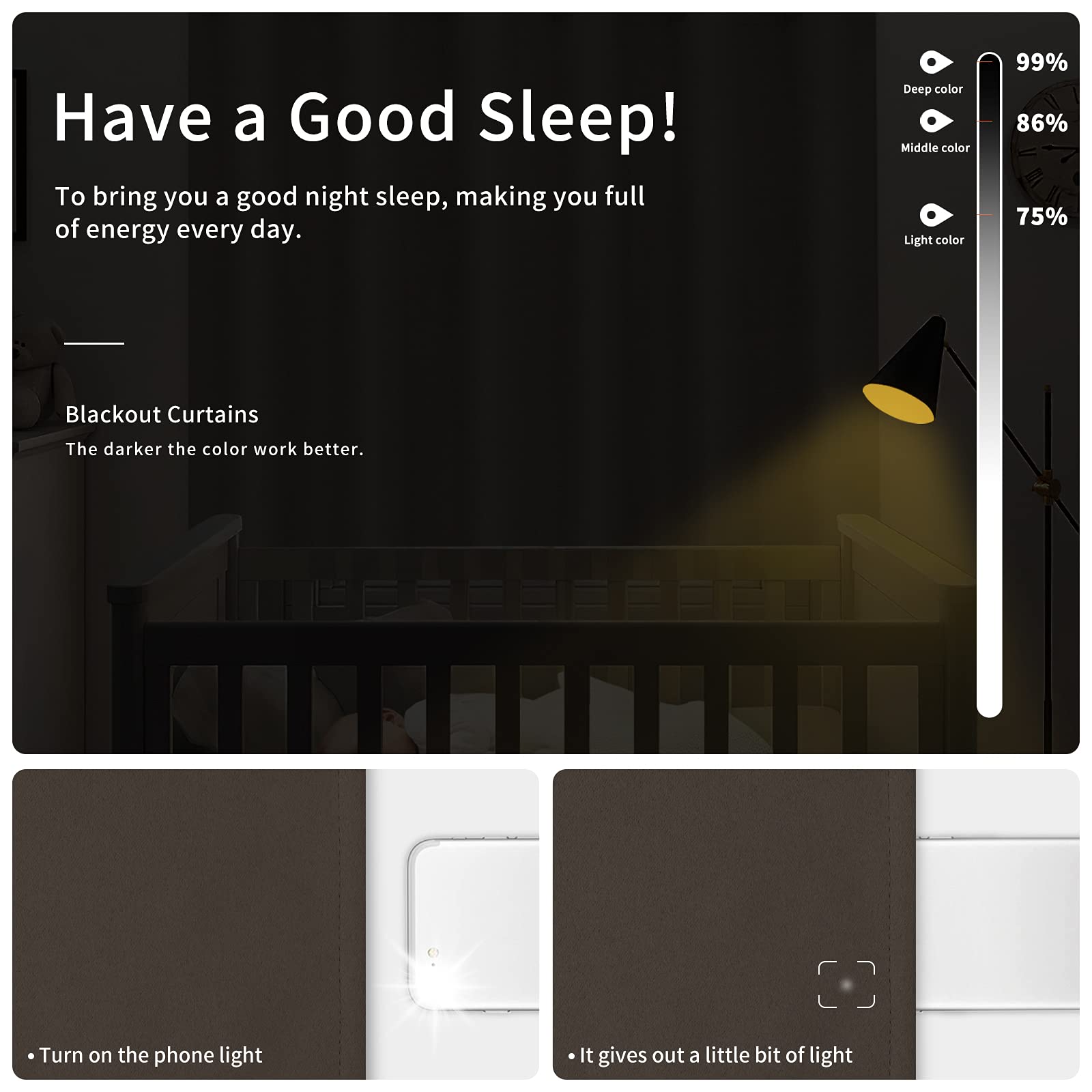 Easy-Going Blackout Curtains For Bedroom, Solid Thermal Insulated Grommet And Noise Reduction Window Drapes, Room Darkening Curtains For Living Room, 2 Panels(42X84 In, Coffee)