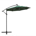 LeisureMod Willry Modern Outdoor 10 Ft Offset Cantilever Hanging Patio Umbrella With Solar Powered LED (Green)