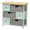 Baxton Studio Valtina Modern And Contemporary Twotone Oak Brown And Mint Green Finished Wood 3Drawer Storage Unit With Baskets