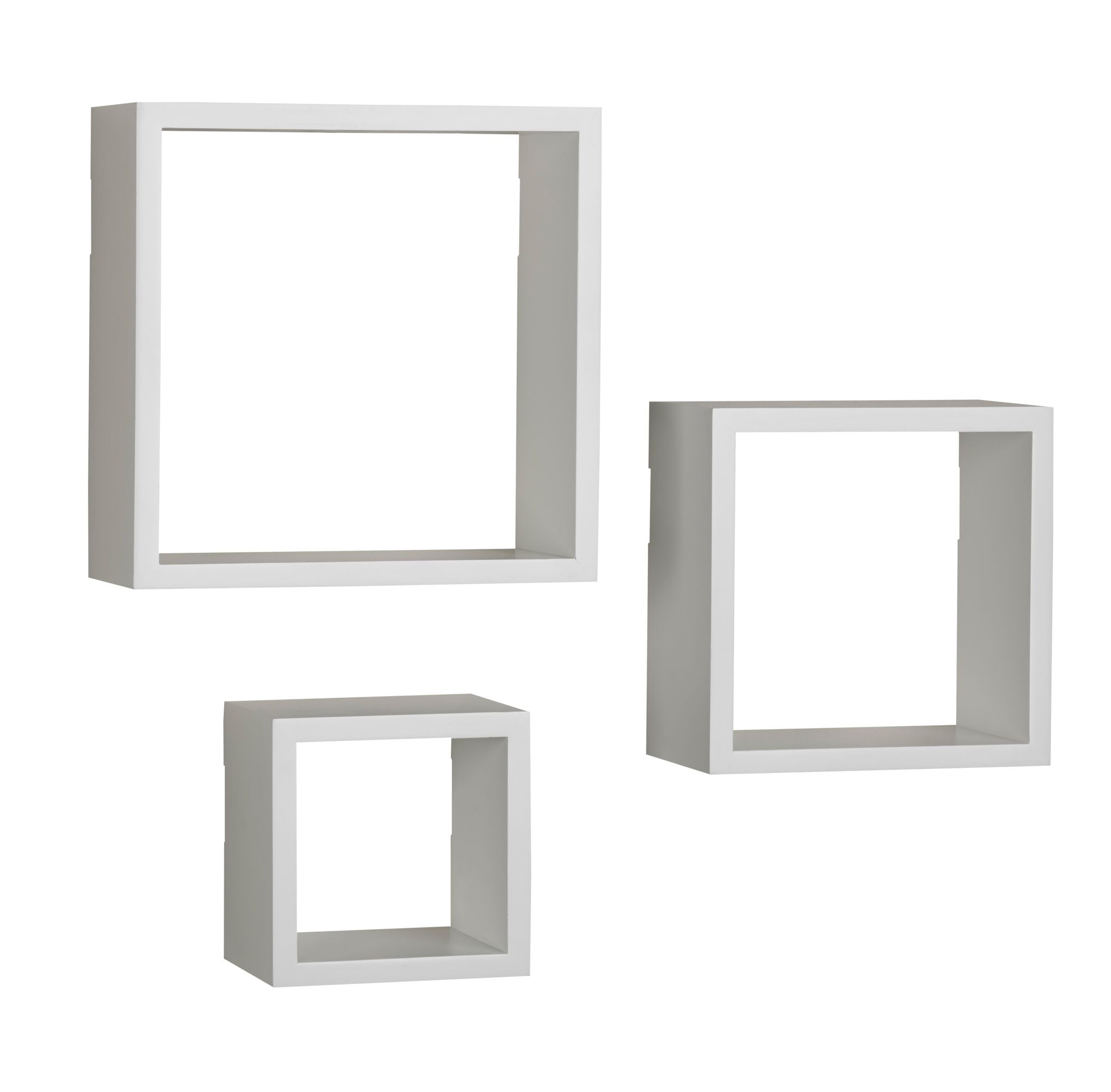 Melannco Floating Square Cube Shelves, for Bedroom, Living Room, Bathroom, Kitchen, Nursery, Set of 3, White, 3 Count