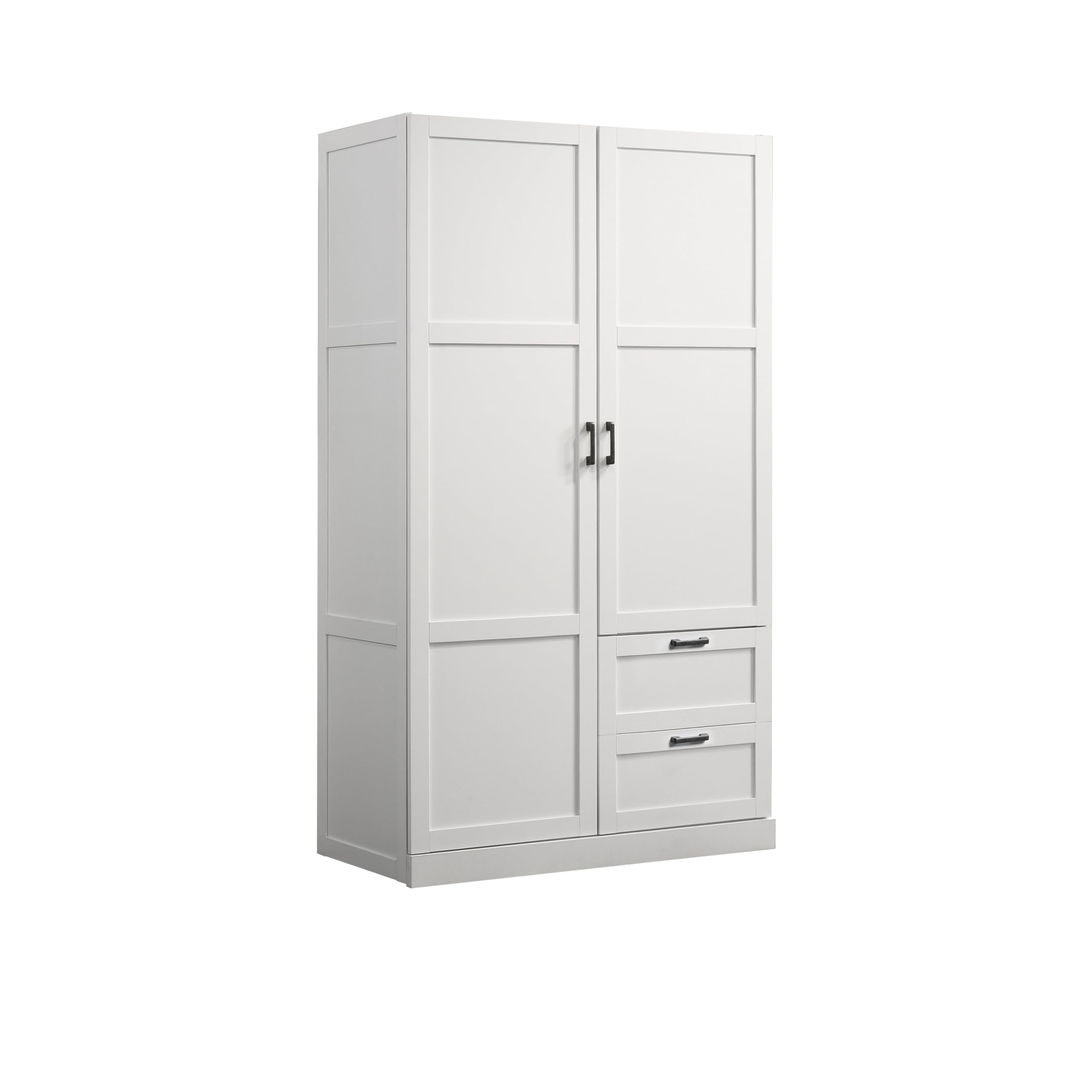 LILOLA LIVING Aubree White Wardrobe Cabinet Armoire with 2 Drawers and Hanging Rod