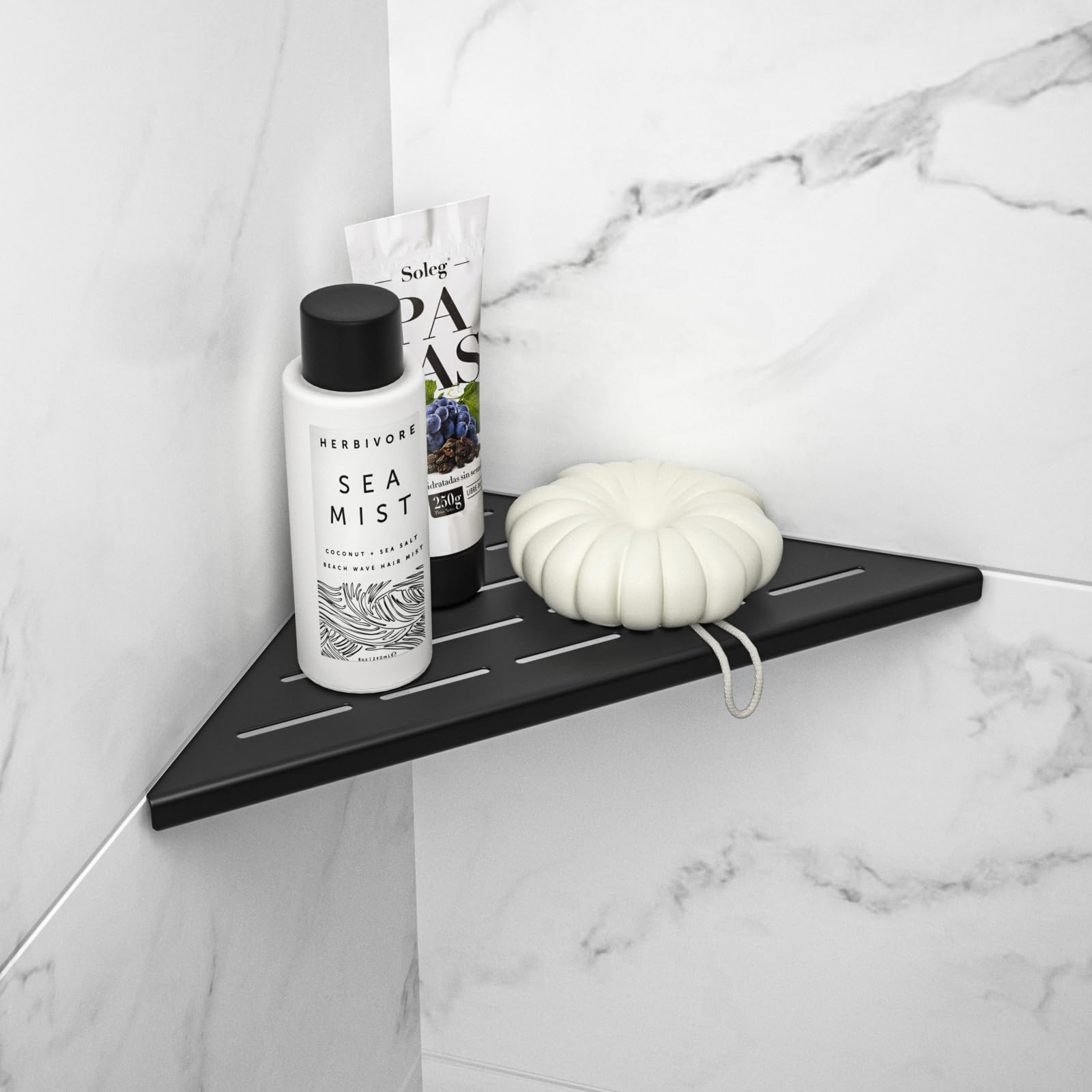 Bernkot Corner Shower Shelf 10 Matte Black 304 Stainless Steel Slot Design Recessed Corner Shelf Bathroom Shower Shelf for Tiled