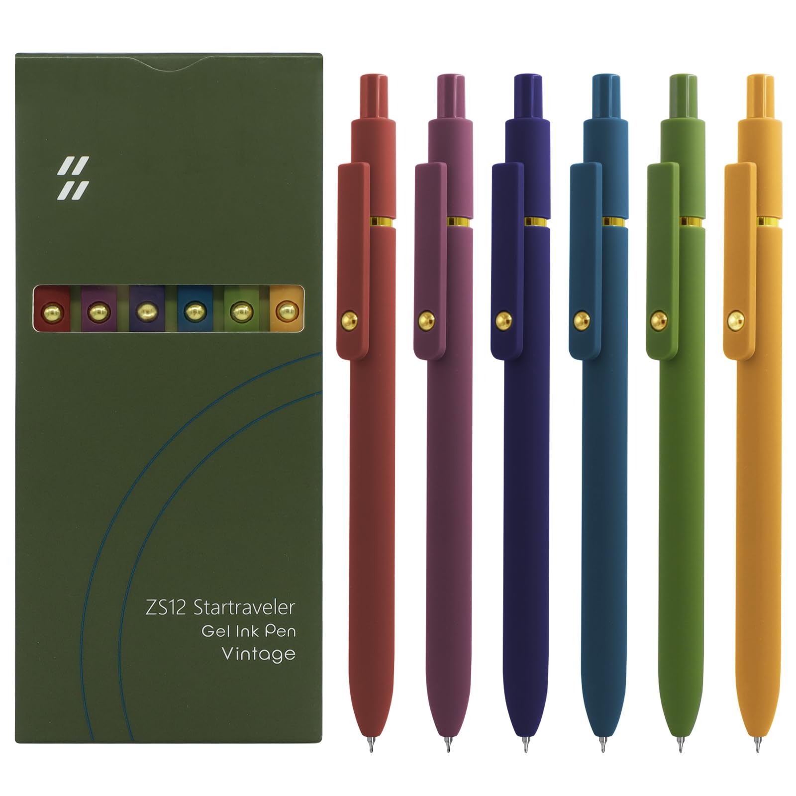 Uixjodo Gel Pens, 6 Pcs Black Ink Pens For Women, 0.5Mm Fine Point Smooth Writing Pens, High-End Series Retractable Pens For Jou