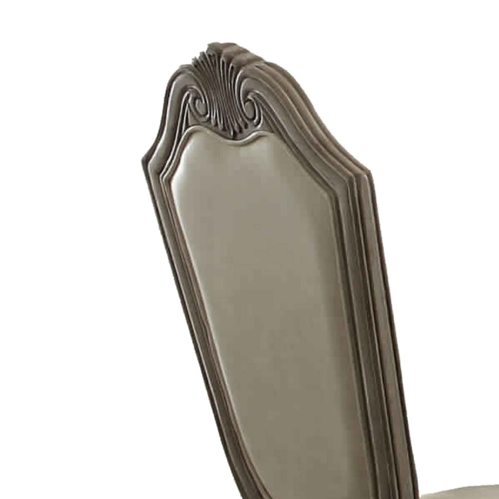ACME Chateau de Ville Side Chair (Set-2) - - PU & Antique White