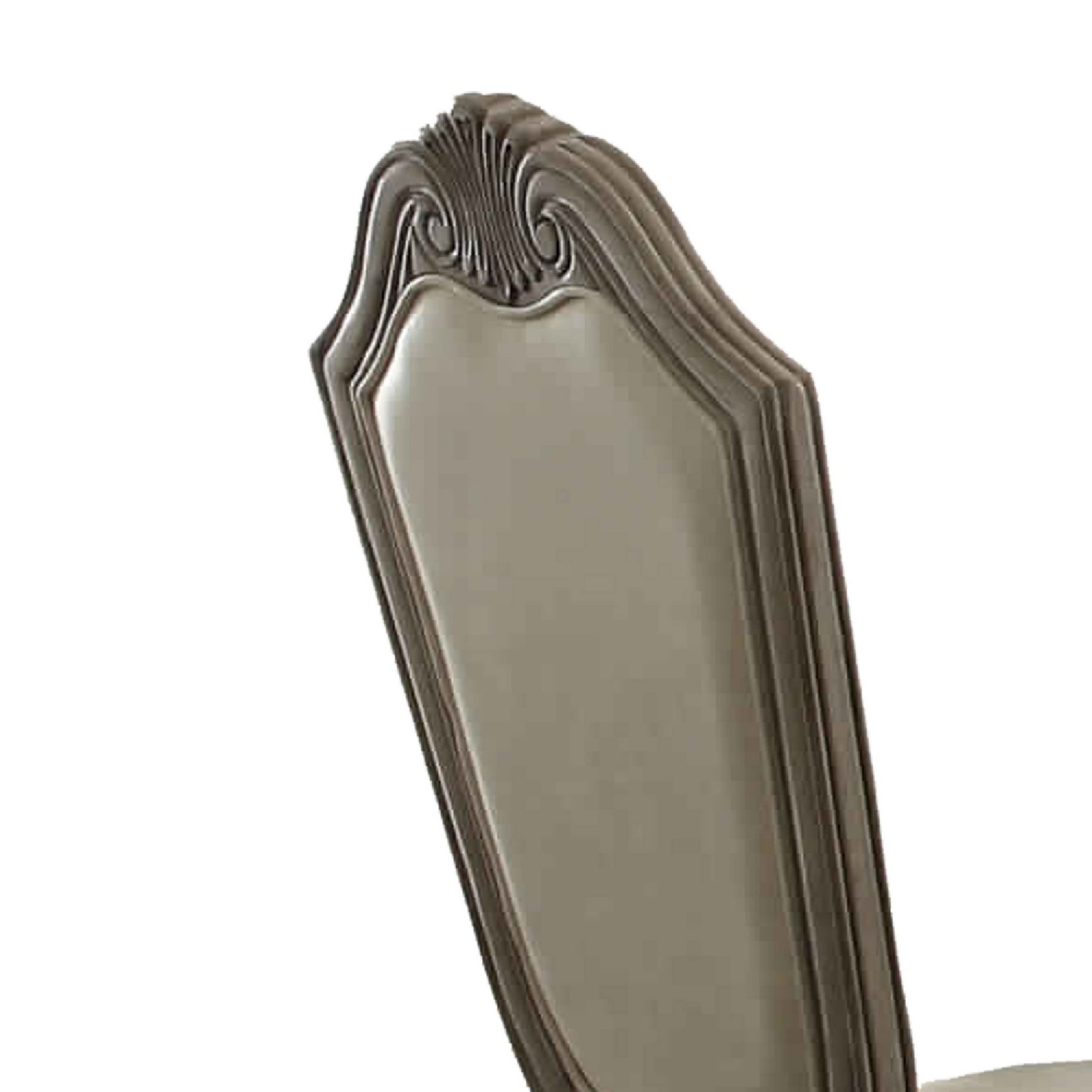 ACME Chateau de Ville Side Chair (Set-2) - - PU & Antique White