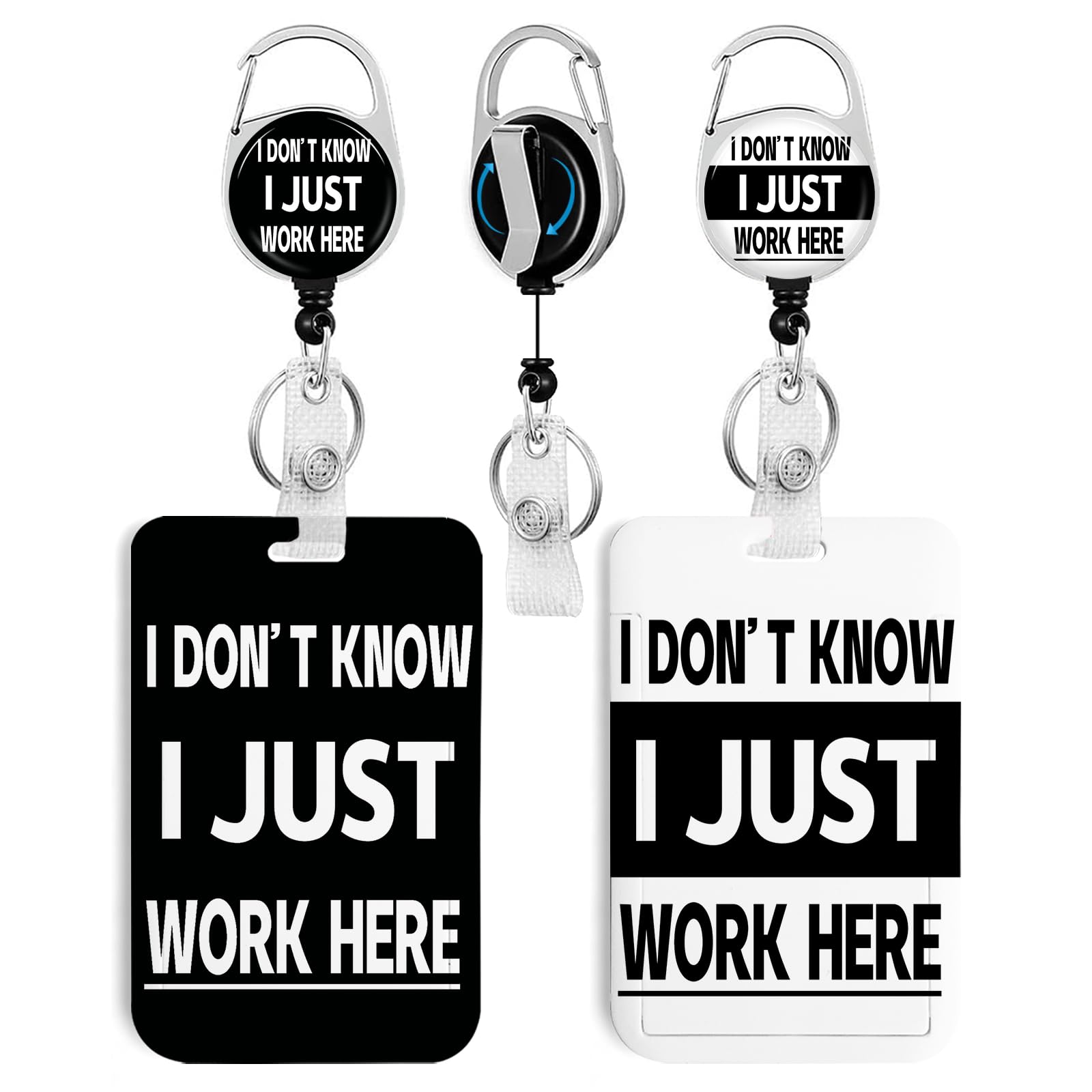 2 Pack Work Here Id Badge Holder With Clip Badge Reels Retractable Heavy Duty,Keychain,Id Holder For School Nurse Office