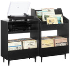 Crosley Furniture Liam 2-Piece Turntable Record Player Stand and Vinyl Storage, Mid Century Modern, Black