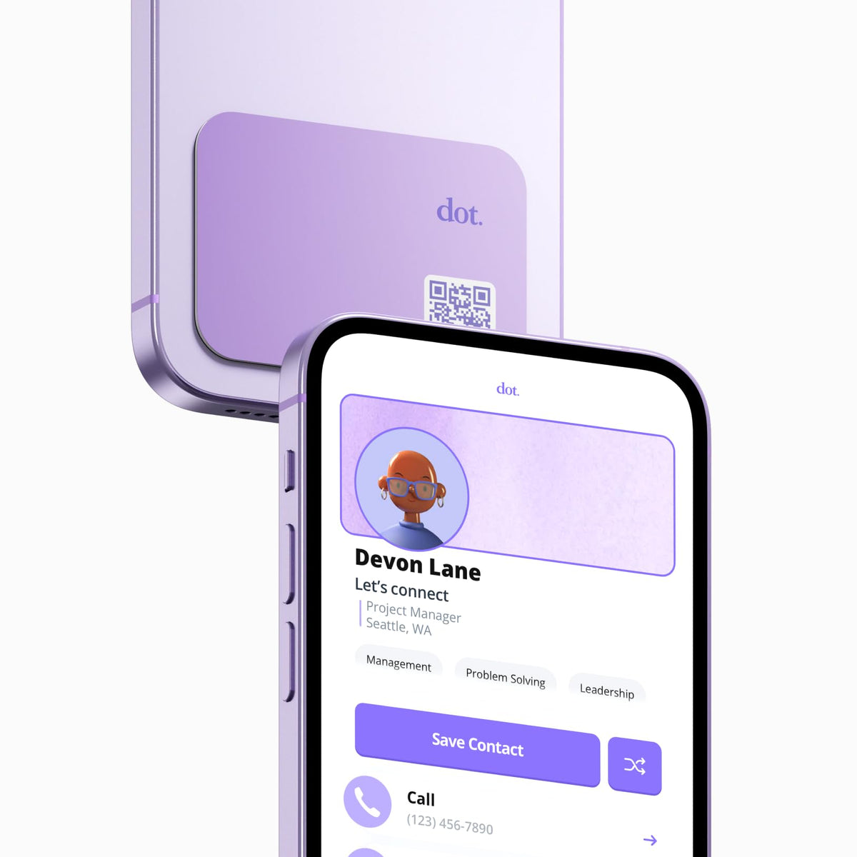Dot. Thin - Digital Business Card - Tap To Share Nfc - Iphone & Android (Purple)